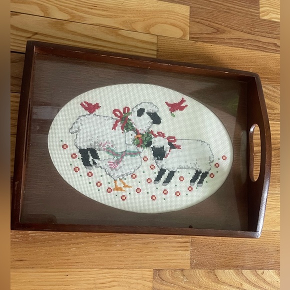 Vintage Crossstitch Decorative Tray - Picture 2 of 8